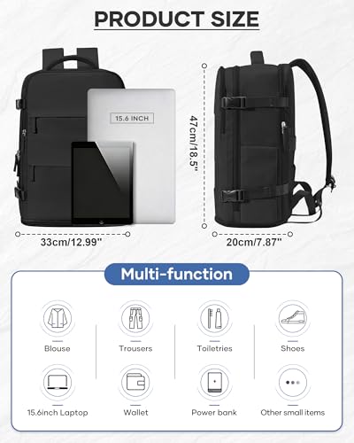 Image of coowoz Vacuum Backpack Travel with Pump,Travel Backpack with Vacuum System For Women Men,Carry On Backpack,Hiking Backpack Waterproof Outdoor Sports Rucksack Casual Daypack,30L(Vacuum pump),Black