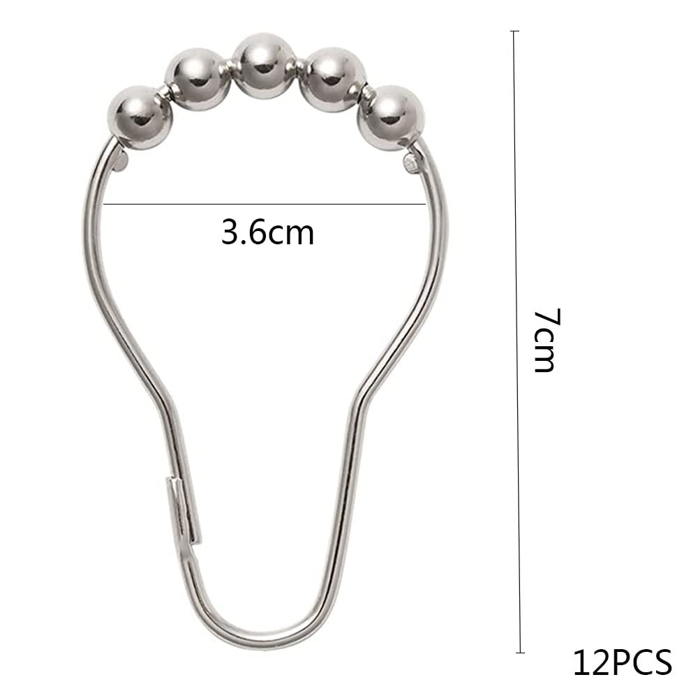 ORiTi 12pcs Shower Curtain Hooks Rings, Shower Curtain Rings, Stainless Steel Shower Rings Hooks for Curtain Bathroom Shower Rods, Polished Nickel