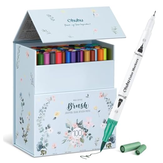 Ohuhu Rotuladores Lettering 100 Colores, Rotuladores Punta Pincel Doble Punta, Rotuladores para Adultos Dibujo, Caligrafía, Lettering, Mandalas, Rotuladores Acuarelables
