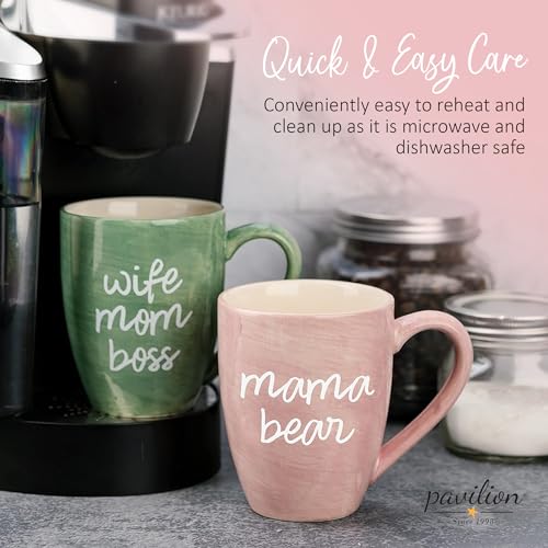 Taza grande de cerámica rosa con texto "Mama Bear" 20 oz miniatura 7
