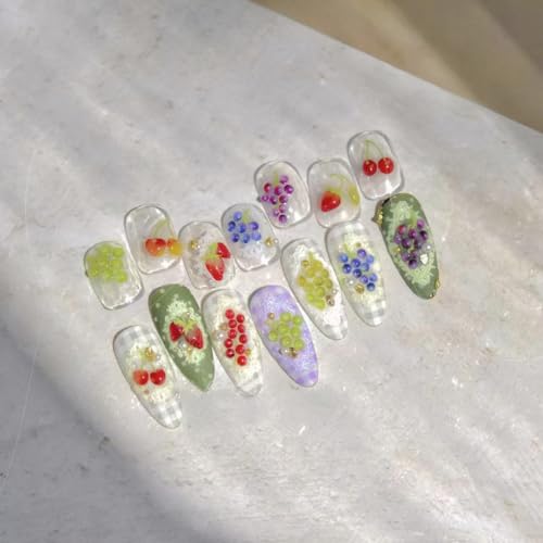 Image of Fruit Nail Art Stickers Summer Colorful Nail Stickers 5D Embossed Cute Manicure Decals Accessories Self Adhesive Slider for Women DIY Nails Art Decorations Accessories