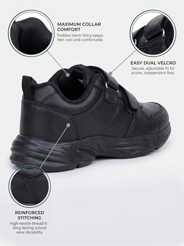 Image of ATHCO unisex-child Care-velcro School Shoes | Soft Cushioned Memory Foam Heel Pad Support | Anti Bacterial Insole | Kid's | Boy's | Girl's | Children |Uniform Shoes | Lightweight | Velcro |Easy Wear & Care| Formal Shoes | Non-Marking Sole | Padded Textured Heel Grip Lining | Breathable | All Day Comfort