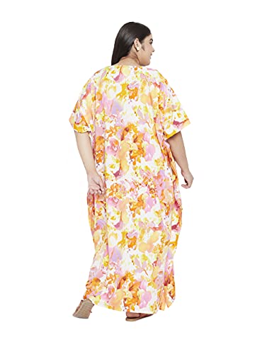 Image of Oussum Women Plus Size Kaftan Kimono Loose Maxi summer dresses for women Beach 3 /4 Sleeve Casual lounge dress Boho