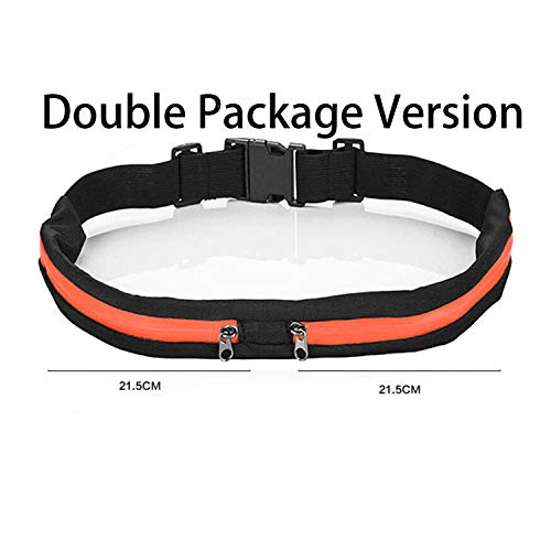Running Belt Slim Waist Pocket Belt, Runners Belt Fanny Pack with 2 Expandable Pockets for Men and Women , Sweatproof Mobile Phone Pouch Bag, for Hiking Jogging Cycling and for 6 inches smartphone