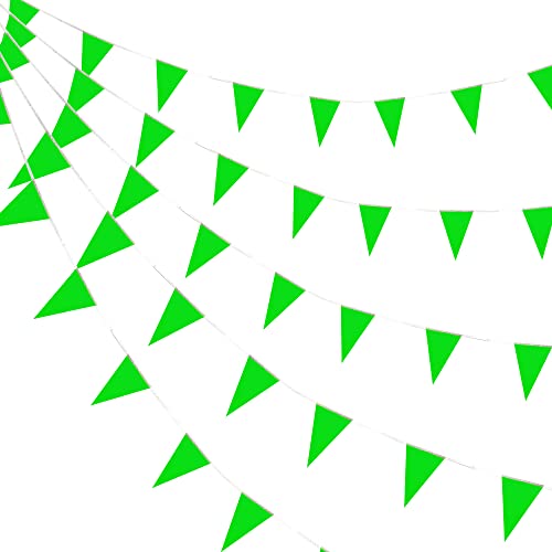 Consummate 100 Feet Green Pennant Banners Flags String Hanging Triangle Bunting Flags For Grand Opening,Kids Birthday,Party Decorations,60 Pcs #TOP5