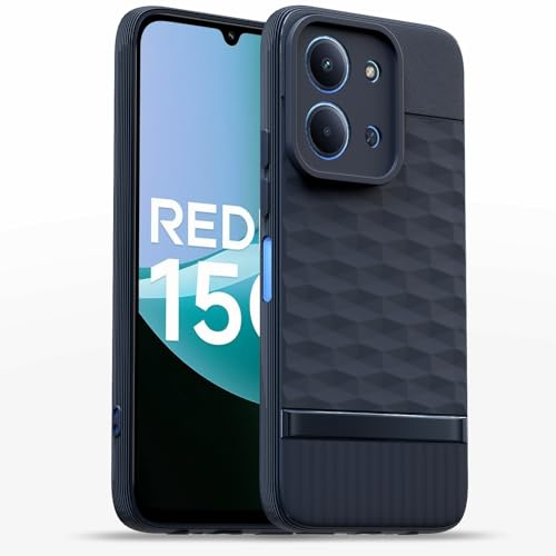 Image of Pikkme Back Cover for Redmi 15C 5G Camera Protection 3D Hexa Cube Design Silicone Protective Bumper Case (Blue)