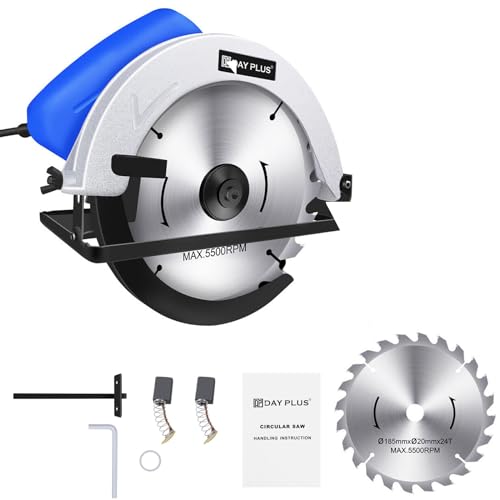 Scie circulaire 900W, scie circulaire électrique avec guide laser, outil électrique de coupe de meuleuse 5000rpm, angle de coupe de 45 °, profondeur de coupe maximale 55mm