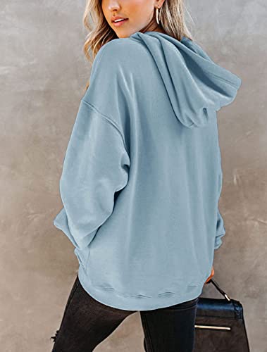 Orchidays Women's Casual Pocket Hoodies Long Sleeve Fashion Drawstring Pullover Tops (As1, Alpha, L, Regular, Regular, Blue) #TOP1