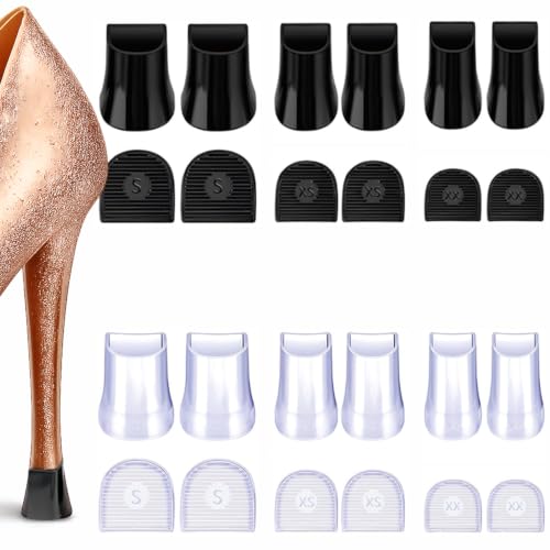 Grepol-V 24 tapones de talón para tacones altos, protectores de reparación de talón de aguja y topes de talón, 3 tamaños, perfecto para bodas al aire libre, hierba, grava, humedales (XXS, XS, S)
