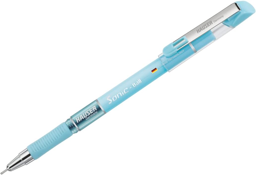 Hauser Sonic Ball Pen Box Pack | 0.7 mm Tip Size | Light Weight Sleek Body With Smooth Performance | Low-Viscosity Ink For Smudge Free Writing | Blue Ink, Pack of 10