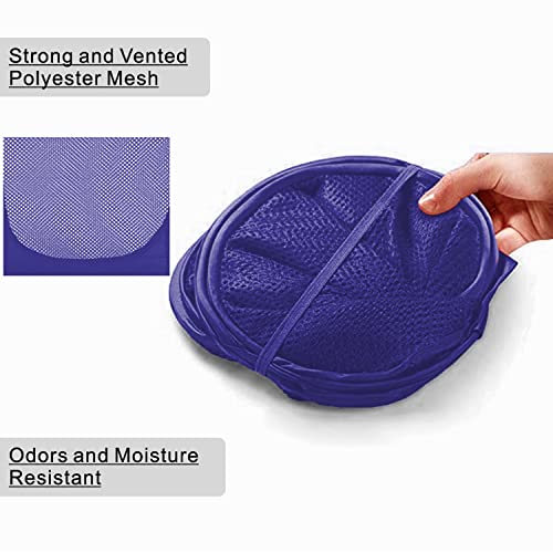 Image of BATTOO Deluxe Strong Mesh Pop up Laundry Hamper Basket with Side Pocket Foldable Hamper for Laundry Room, Bathroom, Kids Room, College Dorm or Travel Royal Blue