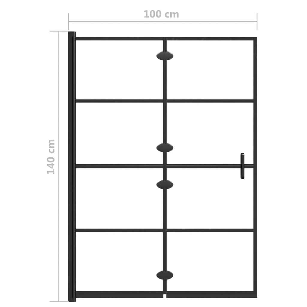 VidaXL Duschkabine 100x140 Cm – ESG-Sicherheitsglas Mit Schwarzem Gitterdruck, Aluminiumrahmen & ABS-Griff, Ideal Für Badewannen Als Aufsatz