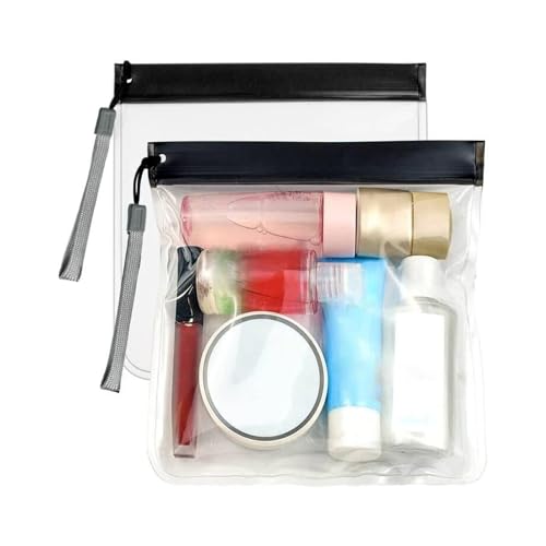 2 Bolsas de Aseo de Viaje Transparentes, Bolsas de Aseo de Viaje Aeropuerto, Bolsa Transparente Impermeable, Bolsa de Viaje Transparente Impermeable, para Familia, Hombres, Mujeres