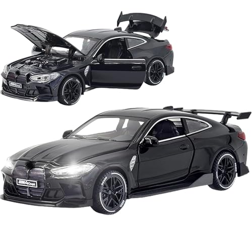 Image of Alokik Enterprise 1:32 M4 Coupe Die-cast Metal Pull Back Car with 2 Openable Doors with Lights and Sound Toy Decoration, Showpiece Car Best Gift Toys for Kids 【Black】