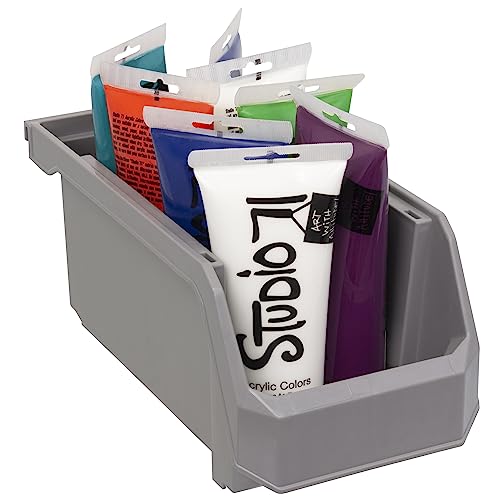 Image of ReadySpace Plastic Containers for Organizing and Storage Bins for Closet, Kitchen, Office, Garage or Pantry Organization, Stackable Bins, Medium (11 inch x 5 inch x 5.5 inch), 8-Pack, Grey