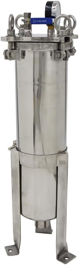 #4 Bag Filter Housing 304 Stainless Steel Filter Solid-Liquid Separation Tool 120PSI Industrial Sock Filter 1" Fnpt in/Out Bag Water Filter Purification Equipment