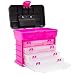 Juvale Tool Box - Organizer Box - Includes 4 13-Compartment Slideout Containers - Perfect for Storing Tackle, Craft Accessories, Nuts and Bolts, Pink, 10.5 x 10.2 x 6.2 Inches