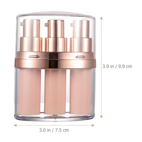 Image of Healeved Mini Lotion Bottle 3-Pack Refillable Cosmetic Container Portable Push Down Pump Dispenser for Travel Skincare Creams Serums Makeup Remover 3.89X2.94X1.29 Inches