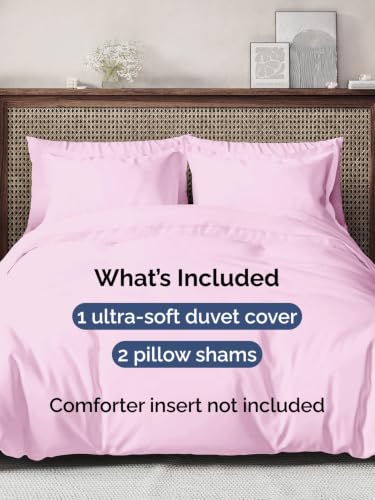 Image of Duvet Cover Super Queen Size - 3 Piece with Zipper Closure - Light Pink