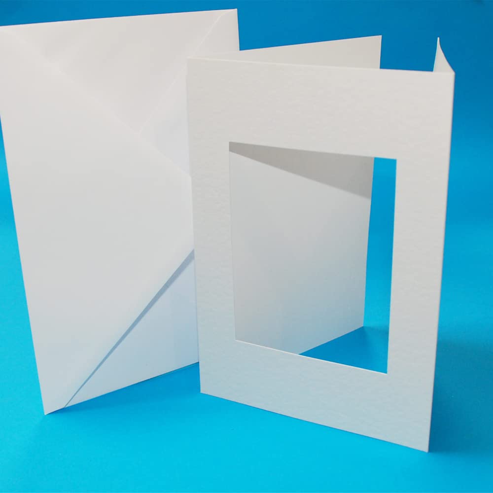 Craft UK - A5 White 3 Fold Rectangle Aperture Cards & Envelopes