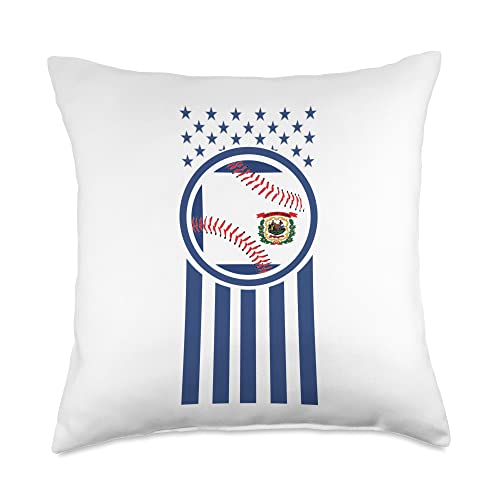 West Virginia Baseball Team Player Born Raised WV State Flag Throw Pillow