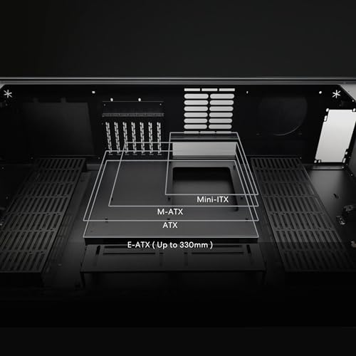 Image of Lian Li DK-07 Wood Motorized Standing Desk (DK07X-WD) | Dual E-ATX & 480 /420 Radiators Ready, Real Wood Top, Built-in Wireless Charging, Height Adjustable, 17-Fan Support