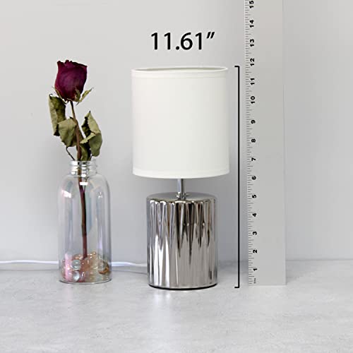 Lámpara de mesa moderna cromada con pantalla blanca, 11.61 in miniatura 4