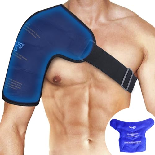 NEWGO Shoulder Ice Pack Wrap for Rotator Cuff Cold Therapy, FSA Eligible Gel Ice Pack for Injuries Reusable Cold Pack for Shoulder Swelling Discomfort After Surgery, Medium/Black
