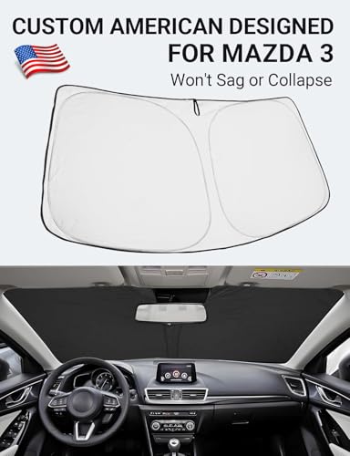 Image of Proadsy 2026 Upgrade Front Windshield Sun Shade Foldable Sunshade Protector Custom Fit 2014-2018 Mazda 3 Accessories