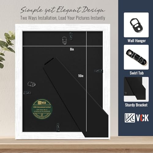 Image of VCK 8x10 Picture Frame 5 Pack, White Exclusive Wood, HD Glass, for Photo