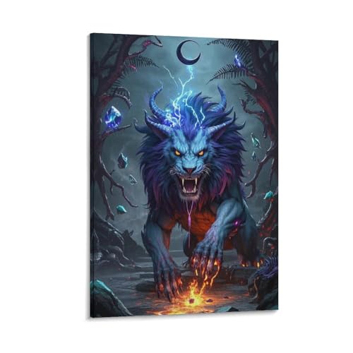 Toile lion de decoration murale pour transformer l'ambiance d'un couloir sombre