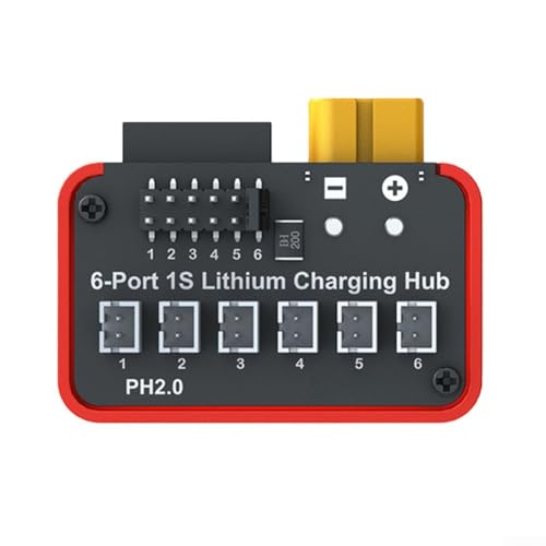 Hub de carga de batería LiPo de 6 puertos 1S compatible con cargadores de la serie B6neo, conectores PH2.0 y BT2.0, soporta células LiFe, Li ion, LiHV para RC y modelo (PH2.0)