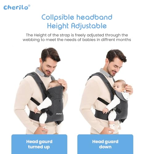 Image of Cherilo Baby Carrier | Adjustable 4 Carry Positions Baby Carrying Bag | Comfortable Baby Carrier for 0 to 3 Year for New Born & Toddler up to 15 Kgs | Dark Grey