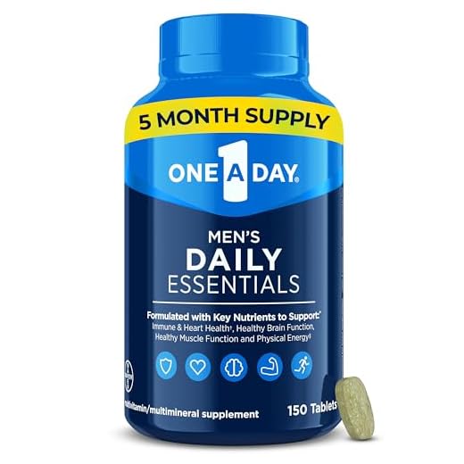 One A Day Men’s Multivitamin Daily Essentials, Multivitamin for Men Tablet, Supports Healthy Muscle Function, Physical Energy, and Immune Health with Vitamin B12, Vitamin C, and Zinc, 150 Count