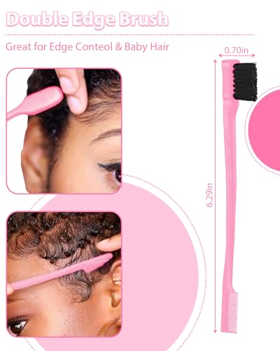 image for Samnyte Pink Slick Back Hair Brush - Rat Tail Comb for Hair Parting, T