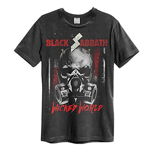 Image of Amplified Black Sabbath T Shirt Wicked World Official Mens Vintage Charcoal XL