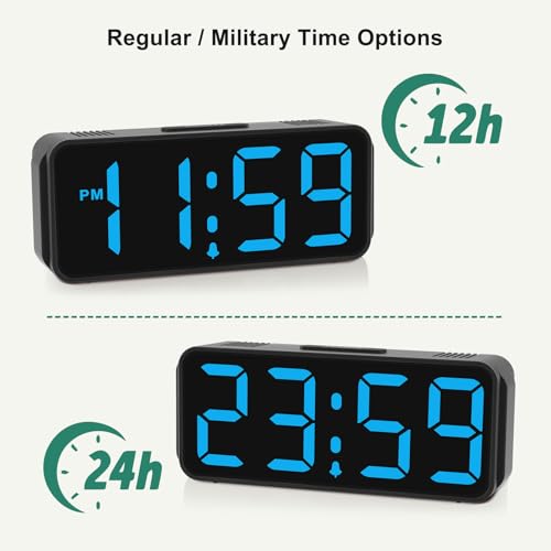 Image of Peakeep Small Mini Digital Alarm Clock Battery Operated for Bedroom Travel, 1.65 inch Numbers Large Display Cordless Clock for Beside Seniors Elderly, Auto Manual Dimmers, 5 Levels Volume