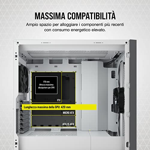 5000D Airflow Case ATX Mid-Tower con Vetro Temperato, Pannello Anteriore a Flusso d'aria elevato, Sistema di Gestione dei cavi RapidRoute, Due Ventole da 120 mm Incluse, Bianco - Case PC - Immagine 10