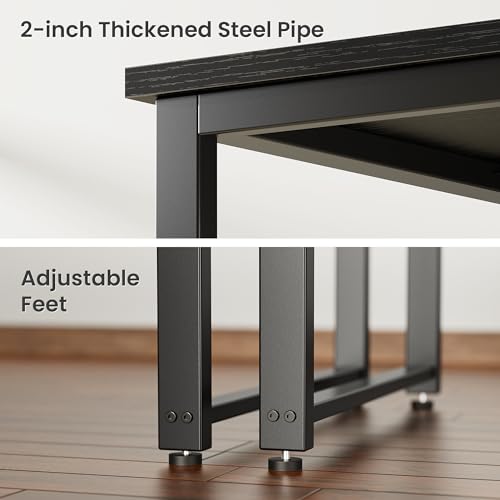 Huuger 48 x 24 inch Desk with Power Outlets & USB-C, Deeper & Thicker Desktop, Robust Metal Tubes, Computer Desk, Heavy Duty Office Desk, Work Gaming Desk for Home Office, Black
