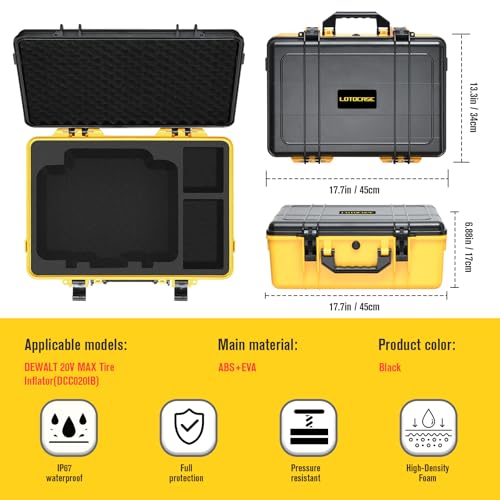 LOTOCASE Air Compressor Case for DEWALT 20V MAX Tire Inflator DCC020IB - Waterproof Hard Shell Storage Bag Compatible with DEWALT Tire Inflator, Battery Pack 20V 2.0 to 9.0 Ah & Chargers (Case Only) by LOTOCASE - Image 5