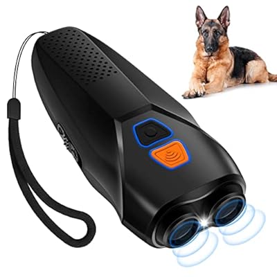 PWEZON Anti Dog Barking Device, Rechargeable Ultrasonic Dual Sensor Dog Barking Deterrent Anti Barking Device with Training/Deterrent Modes Dog Whistle Barking Control with LED Flashlight 25 FT Range