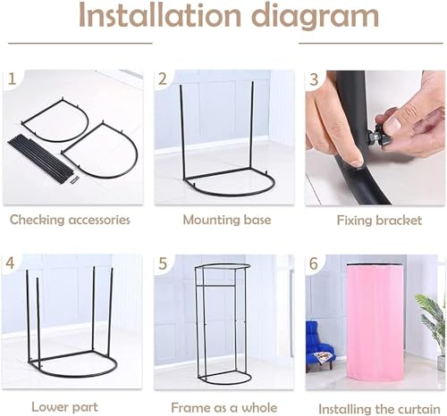 Cabine d'essayage avec protection de la vie privée rideau occultant et support - 7