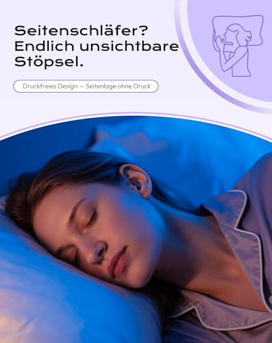Ohrstöpsel zum Schlafen Gegen Schnarchen & Lärm - Ohrstöpsel Schwimmen Rutschfester Sitz für Seitenschläfer, Schwimmen und Sport - Ideal für Reisen, Büro und Bewegung Lila