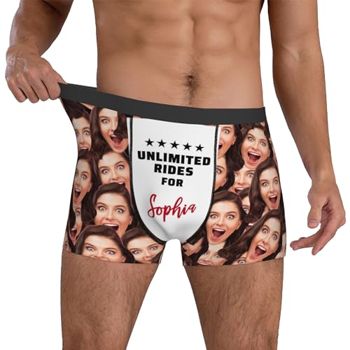 Customized Boxer Briefs for Men Unlimited Rides for Birthday Xmas Gift for Husband Boyfriend Men's Underwear Sleepwear with Face2