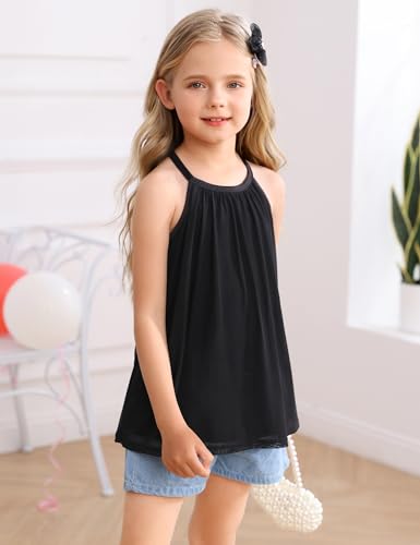 Ivicoer Girls Flowy Tops Cute Summer Sleeveless Shirts Kids Fashion Halter Tops Size 3-10 Years2