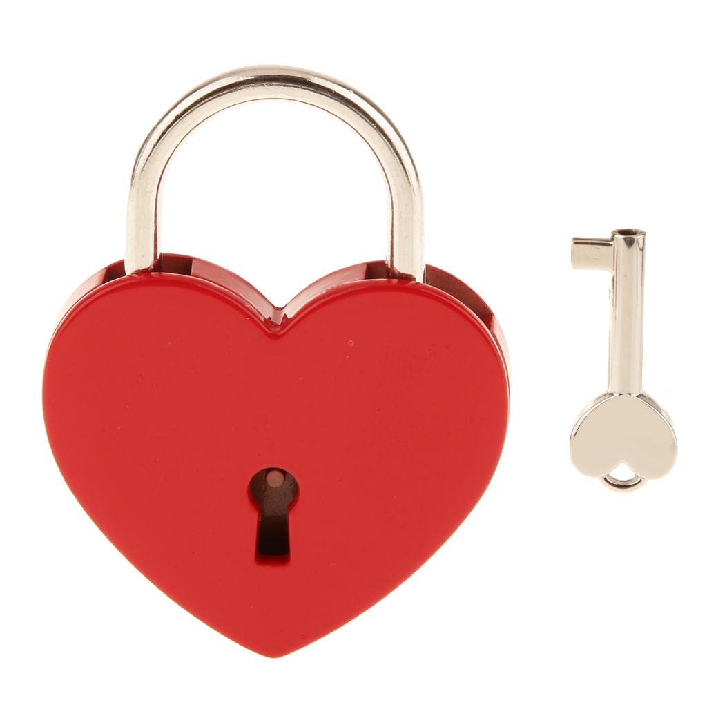 ECOMISTIQ® 45mm Heart Shape Love Lock & Key VintageTravel Locker Set - Red L|Key Roses|Door Hardware Locks|Hardware|Home Improvement|Home-image-22