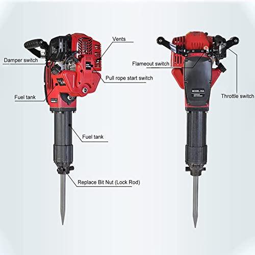 LPYGOA Benzin-Abbruchhammer, Betonbrecher Mit Vibrationsgedämpftem Griff, 1900-W-Schlaghammer, Spitz- Und Flachmeißel… – Bild 7