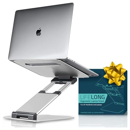 Laptop Stand for Desk, Ergonomic Sit to Stand Laptop Holder Convertor, Adjustable Height from 2.1" to 13.8", Supports up to 22lbs, Compatible with MacBook, All Laptops Tablets 11-17" - Silver