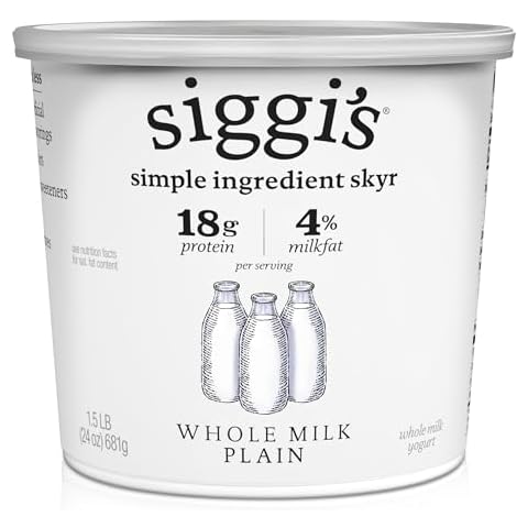 Siggi’s Icelandic Strained Whole Milk Yogurt, Plain, 24 OZ. – Thick, Protein-Rich Yogurt Snack Cover