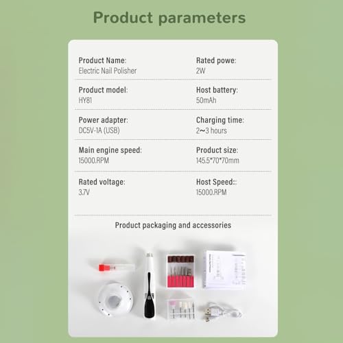 Tampon à ongles électrique 3 modes réglables et écran LED intégré - 6